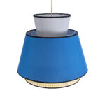 GloboStar® SAIGE 01918 Boho Κρεμαστό Φωτιστικό Πλέγμα Μονόφωτο 1 x E27 IP20 Μπεζ Ξύλο με Μπλε & Γκρι Ύφασμα - Μ50 x Π50 x Υ45cm - Image 6