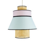 GloboStar® SAIGE 01920 Boho Κρεμαστό Φωτιστικό Πλέγμα Μονόφωτο 1 x E27 IP20 Μπεζ Ξύλο με Πολύχρωμο Ύφασμα - Μ50 x Π50 x Υ54cm - Image 4
