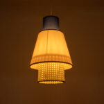 GloboStar® SAIGE 01921 Boho Κρεμαστό Φωτιστικό Πλέγμα Μονόφωτο 1 x E27 IP20 Μπεζ Ξύλο με Μπλε & Ροζ Ύφασμα - Μ30 x Π30 x Υ48cm - Image 2