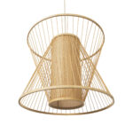 GloboStar® HIBISCUS 01925 Boho Κρεμαστό Φωτιστικό Πλέγμα Μονόφωτο 1 x E27 IP20 Μπεζ Ξύλο - Μ60 x Π60 x Υ50cm - Image 5