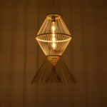 GloboStar® YOSHI 01928 Boho Κρεμαστό Φωτιστικό Πλέγμα Μονόφωτο 1 x E27 IP20 Μπεζ Ξύλο - Μ35 x Π35 x Υ60cm - Image 2