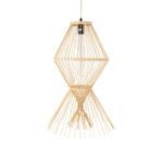 GloboStar® YOSHI 01928 Boho Κρεμαστό Φωτιστικό Πλέγμα Μονόφωτο 1 x E27 IP20 Μπεζ Ξύλο - Μ35 x Π35 x Υ60cm - Image 4