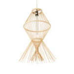 GloboStar® YOSHI 01928 Boho Κρεμαστό Φωτιστικό Πλέγμα Μονόφωτο 1 x E27 IP20 Μπεζ Ξύλο - Μ35 x Π35 x Υ60cm - Image 5