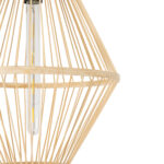 GloboStar® YOSHI 01928 Boho Κρεμαστό Φωτιστικό Πλέγμα Μονόφωτο 1 x E27 IP20 Μπεζ Ξύλο - Μ35 x Π35 x Υ60cm - Image 7