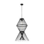 GloboStar® YOSHI 01929 Boho Κρεμαστό Φωτιστικό Πλέγμα Μονόφωτο 1 x E27 IP20 Μαύρο Ξύλο - Μ35 x Π35 x Υ60cm - Image 3