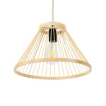 GloboStar® TYGEE 01930 Boho Κρεμαστό Φωτιστικό Πλέγμα Μονόφωτο 1 x E27 IP20 Μπεζ Ξύλο - Μ35 x Π35 x Υ22cm - Image 5