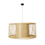 GloboStar® HIBISCUS 01936 Boho Κρεμαστό Φωτιστικό Πλέγμα Μονόφωτο 1 x E27 IP20 Μπεζ Ξύλο - Μ80 x Π80 x Υ38cm - Image 3