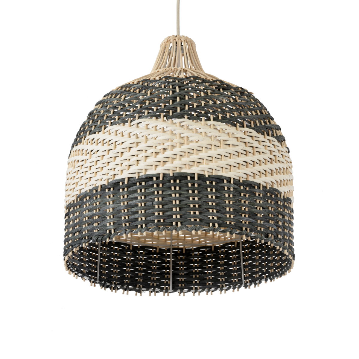 GloboStar® BARBADOS 01944 Boho Κρεμαστό Φωτιστικό Καμπάνα Μονόφωτο 1 x E27 IP20 Μπεζ & Χακί Ξύλο - Μ40 x Π40 x Υ45cm - Image 5