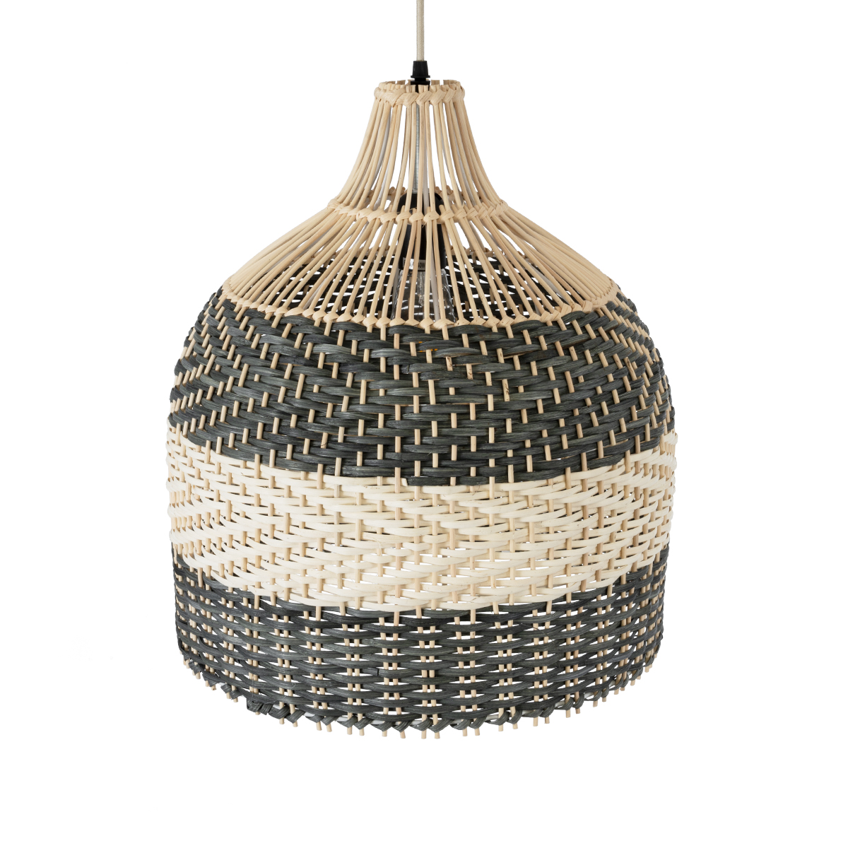 GloboStar® BARBADOS 01944 Boho Κρεμαστό Φωτιστικό Καμπάνα Μονόφωτο 1 x E27 IP20 Μπεζ & Χακί Ξύλο - Μ40 x Π40 x Υ45cm - Image 6