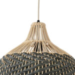 GloboStar® BARBADOS 01944 Boho Κρεμαστό Φωτιστικό Καμπάνα Μονόφωτο 1 x E27 IP20 Μπεζ & Χακί Ξύλο - Μ40 x Π40 x Υ45cm - Image 7