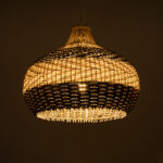 GloboStar® BARBADOS 01946 Boho Κρεμαστό Φωτιστικό Καμπάνα Μονόφωτο 1 x E27 IP20 Μπεζ & Χακί Ξύλο - Μ40 x Π40 x Υ34cm - Image 2