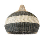 GloboStar® BARBADOS 01947 Boho Κρεμαστό Φωτιστικό Καμπάνα Μονόφωτο 1 x E27 IP20 Μπεζ & Χακί Ξύλο - Μ60 x Π60 x Υ60cm