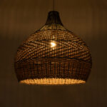 GloboStar® SEYCHELLES 01949 Boho Κρεμαστό Φωτιστικό Καμπάνα Μονόφωτο 1 x E27 IP20 Μπεζ, Καφέ & Χακί Ξύλο - Μ60 x Π60 x Υ60cm - Image 2