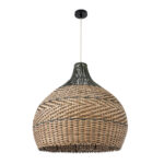 GloboStar® SEYCHELLES 01949 Boho Κρεμαστό Φωτιστικό Καμπάνα Μονόφωτο 1 x E27 IP20 Μπεζ, Καφέ & Χακί Ξύλο - Μ60 x Π60 x Υ60cm - Image 3