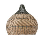 GloboStar® SEYCHELLES 01949 Boho Κρεμαστό Φωτιστικό Καμπάνα Μονόφωτο 1 x E27 IP20 Μπεζ, Καφέ & Χακί Ξύλο - Μ60 x Π60 x Υ60cm - Image 4