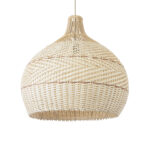 GloboStar® SANTACRUZ 01951 Boho Κρεμαστό Φωτιστικό Καμπάνα Μονόφωτο 1 x E27 IP20 Μπεζ & Καφέ Ξύλο - Μ60 x Π60 x Υ60cm