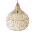 GloboStar® SANTACRUZ 01951 Boho Κρεμαστό Φωτιστικό Καμπάνα Μονόφωτο 1 x E27 IP20 Μπεζ & Καφέ Ξύλο - Μ60 x Π60 x Υ60cm - Image 6