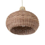 GloboStar® PANAMA 01952 Boho Κρεμαστό Φωτιστικό Καμπάνα Μονόφωτο 1 x E27 IP20 Καφέ & Μπεζ Ξύλο - Μ40 x Π40 x Υ34cm - Image 5