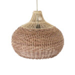 GloboStar® PANAMA 01952 Boho Κρεμαστό Φωτιστικό Καμπάνα Μονόφωτο 1 x E27 IP20 Καφέ & Μπεζ Ξύλο - Μ40 x Π40 x Υ34cm - Image 6