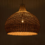 GloboStar® PANAMA 01953 Boho Κρεμαστό Φωτιστικό Καμπάνα Μονόφωτο 1 x E27 IP20 Καφέ & Μπεζ Ξύλο - Μ60 x Π60 x Υ60cm - Image 2