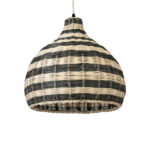 GloboStar® JAMAICA 01954 Boho Κρεμαστό Φωτιστικό Καμπάνα Μονόφωτο 1 x E27 IP20 Μπεζ & Χακί Ξύλο - Μ40 x Π40 x Υ37cm