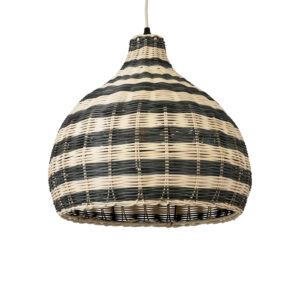 GloboStar® JAMAICA 01954 Boho Κρεμαστό Φωτιστικό Καμπάνα Μονόφωτο 1 x E27 IP20 Μπεζ & Χακί Ξύλο - Μ40 x Π40 x Υ37cm