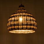 GloboStar® JAMAICA 01954 Boho Κρεμαστό Φωτιστικό Καμπάνα Μονόφωτο 1 x E27 IP20 Μπεζ & Χακί Ξύλο - Μ40 x Π40 x Υ37cm - Image 2