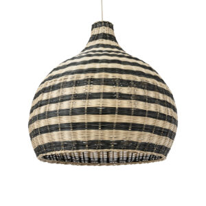 GloboStar® JAMAICA 01955 Boho Κρεμαστό Φωτιστικό Καμπάνα Μονόφωτο 1 x E27 IP20 Μπεζ & Χακί Ξύλο - Μ60 x Π60 x Υ60cm