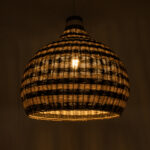 GloboStar® JAMAICA 01955 Boho Κρεμαστό Φωτιστικό Καμπάνα Μονόφωτο 1 x E27 IP20 Μπεζ & Χακί Ξύλο - Μ60 x Π60 x Υ60cm - Image 2