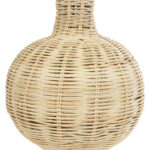 GloboStar® HASUMI 01959 Boho Επιτραπέζιο Φωτιστικό Πορτατίφ Μονόφωτο 1 x E27 AC220-240V IP20 - Φ30 x Υ50cm - Μπεζ Ξύλινο Ρατάν Πλέγμα με Λευκό Καπέλο - Image 5