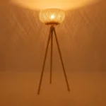 GloboStar® POPPY 01983 Boho Επιδαπέδιο Φωτιστικό Μονόφωτο 1 x E27 IP20 Μπεζ Ξύλο - Μ58 x Π58 x Υ143cm - Image 2
