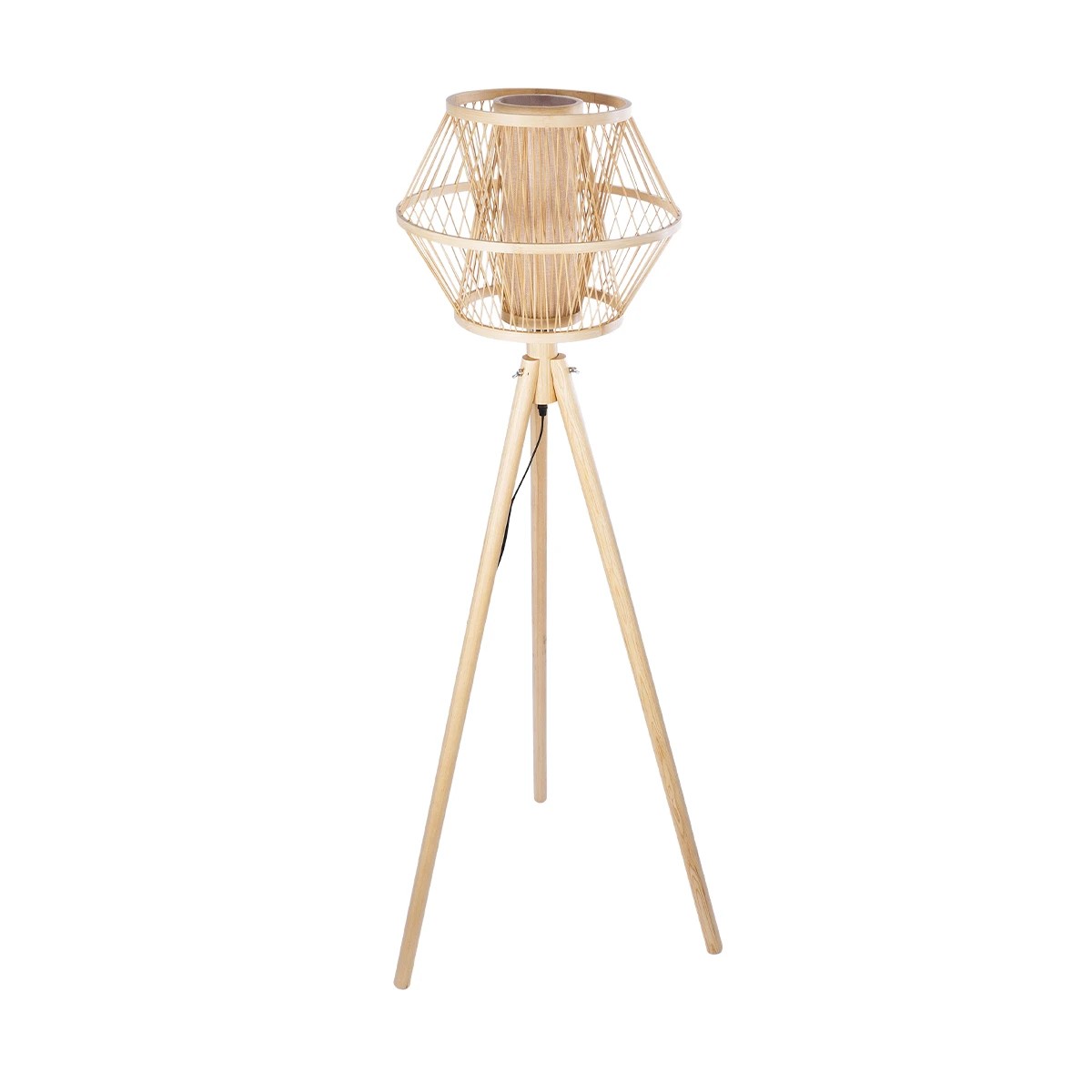 GloboStar® POPPY 01985 Boho Επιδαπέδιο Φωτιστικό Μονόφωτο 1 x E27 IP20 Μπεζ Ξύλο - Μ58 x Π58 x Υ151cm - Image 4