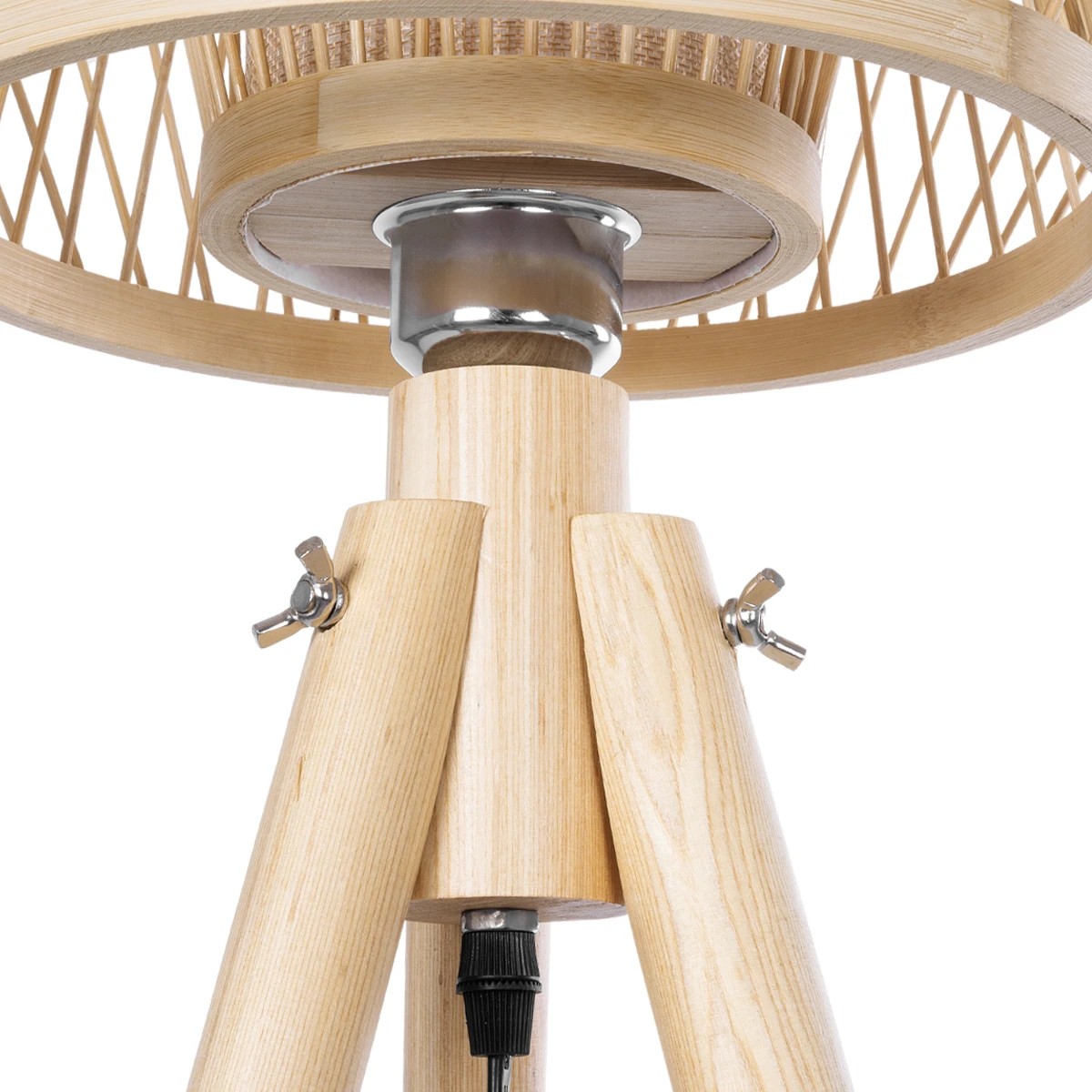 GloboStar® POPPY 01985 Boho Επιδαπέδιο Φωτιστικό Μονόφωτο 1 x E27 IP20 Μπεζ Ξύλο - Μ58 x Π58 x Υ151cm - Image 7