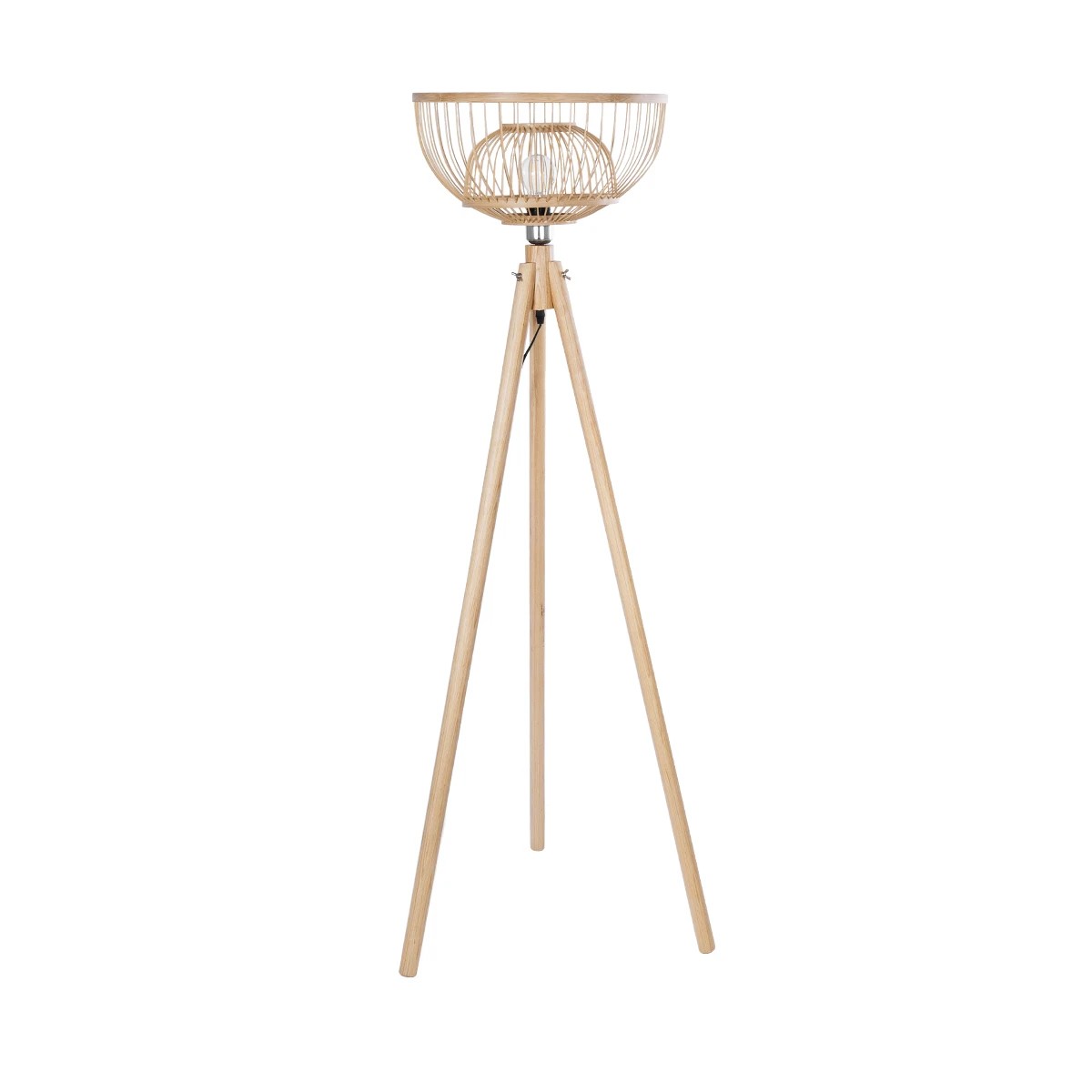 GloboStar® POPPY 01986 Boho Επιδαπέδιο Φωτιστικό Μονόφωτο 1 x E27 IP20 Μπεζ Ξύλο - Μ58 x Π58 x Υ141cm - Image 3