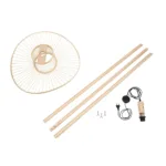 GloboStar® POPPY 01987 Boho Επιδαπέδιο Φωτιστικό Μονόφωτο 1 x E27 IP20 Μπεζ Ξύλο - Μ58 x Π58 x Υ138cm - Image 9