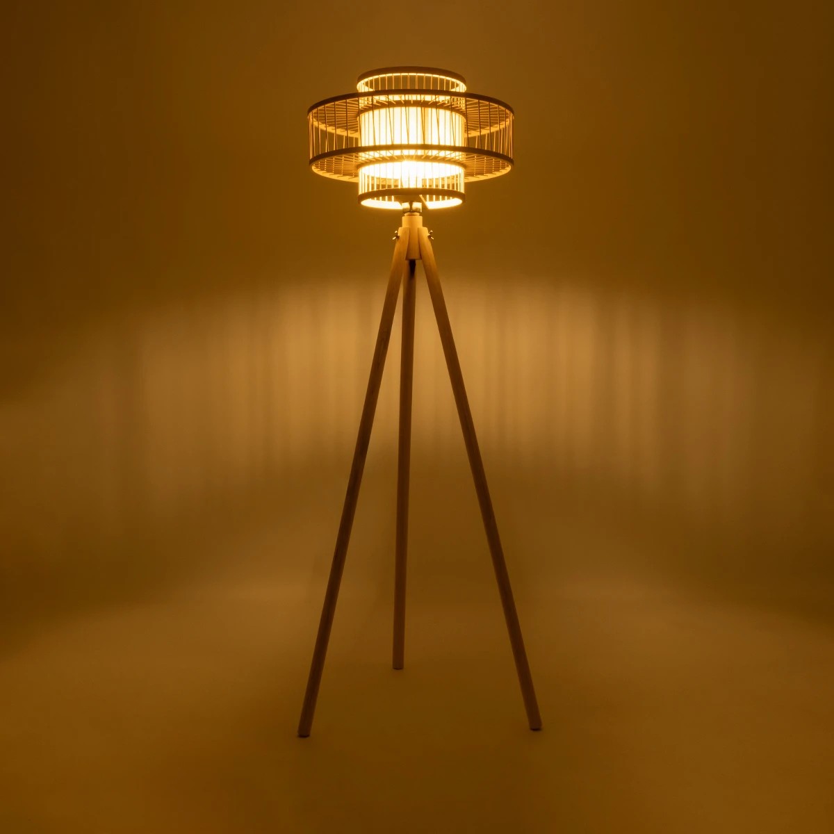 GloboStar® POPPY 01989 Boho Επιδαπέδιο Φωτιστικό Μονόφωτο 1 x E27 IP20 Μπεζ Ξύλο - Μ58 x Π58 x Υ149cm - Image 2