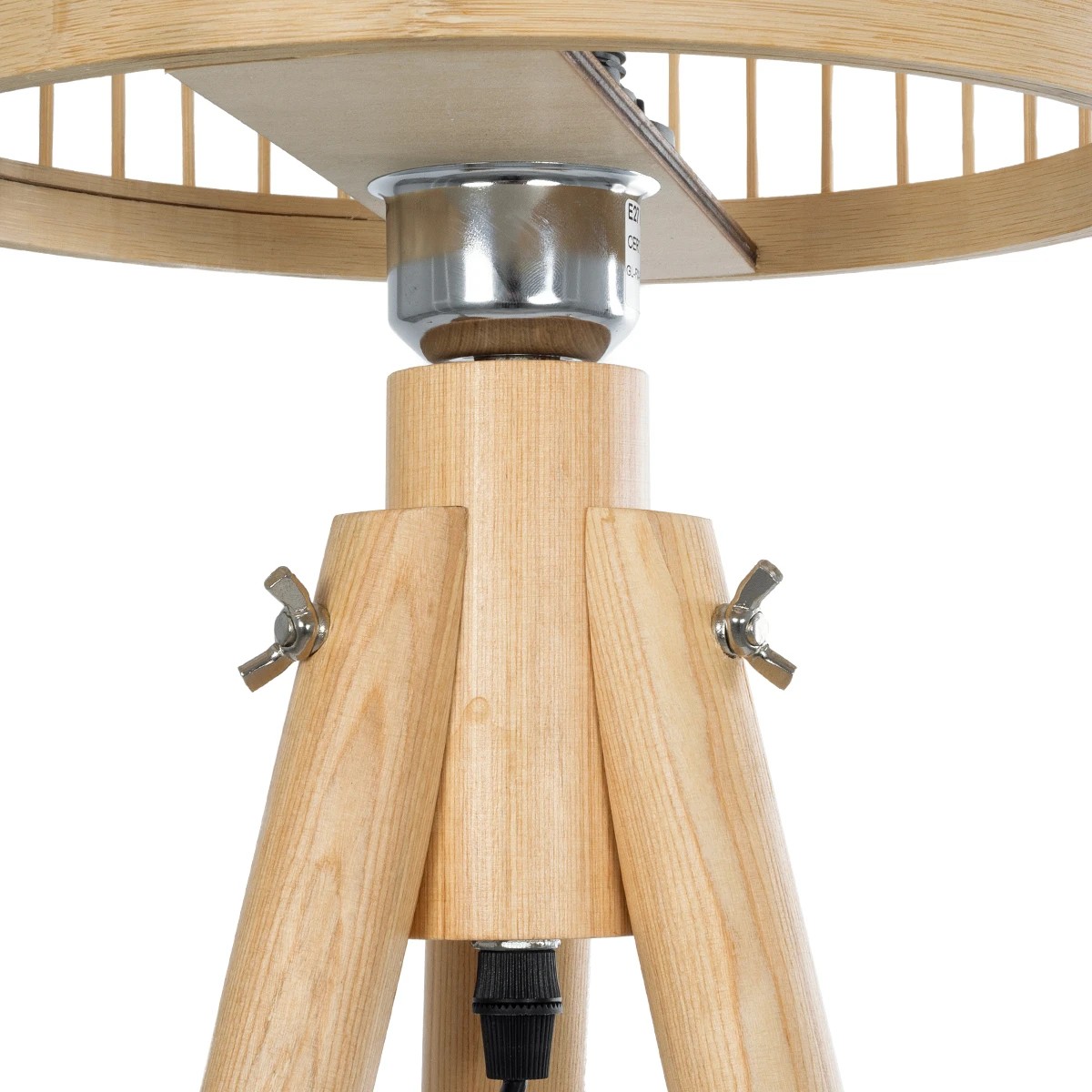 GloboStar® POPPY 01989 Boho Επιδαπέδιο Φωτιστικό Μονόφωτο 1 x E27 IP20 Μπεζ Ξύλο - Μ58 x Π58 x Υ149cm - Image 7