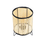 GloboStar® MONTE 01996 Μοντέρνο Επιτραπέζιο Φωτιστικό Πορτατίφ Μονόφωτο 1 x E27 AC220-240V IP20 - Φ16 x Υ22cm - Μαύρο Ύφασμα με Μπεζ Ξύλινο Μπαμπού Πλέγμα - Image 3