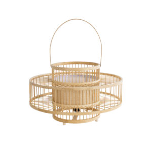 GloboStar® SORENIA 02003 Boho Επιδαπέδιο Φωτιστικό Μονόφωτο 1 x E27 IP20 Μπεζ Ξύλο - Μ48 x Π48 x Υ27cm