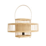 GloboStar® SORENIA 02003 Boho Επιδαπέδιο Φωτιστικό Μονόφωτο 1 x E27 IP20 Μπεζ Ξύλο - Μ48 x Π48 x Υ27cm - Image 3