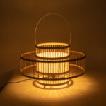 GloboStar® SORENIA 02003 Boho Επιδαπέδιο Φωτιστικό Μονόφωτο 1 x E27 IP20 Μπεζ Ξύλο - Μ48 x Π48 x Υ27cm - Image 7