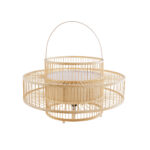 GloboStar® SORENIA 02004 Boho Επιδαπέδιο Φωτιστικό Μονόφωτο 1 x E27 IP20 Μπεζ Ξύλο - Μ60 x Π60 x Υ32cm