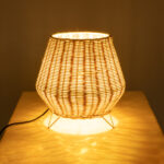 GloboStar® BOLSON 02010 Boho Επιδαπέδιο Φωτιστικό Μονόφωτο 1 x E27 IP20 Μπεζ Ξύλο με Λευκό Μέταλλο - Μ30 x Π30 x Υ30cm - Image 2