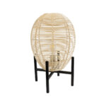 GloboStar® NERINA 02014 Boho Επιτραπέζιο Φωτιστικό Πορτατίφ Μονόφωτο 1 x E27 AC220-240V IP20 - Φ30 x Υ50cm - Μαύρο Μεταλλικό με Μπεζ Ρατάν Καπέλο Πλέγμα - Image 2