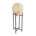 GloboStar® NERINA 02015 Boho Επιδαπέδιο Φωτιστικό Μονόφωτο 1 x E27 IP20 Μαύρο Μέταλλο με Μπεζ Ξύλο - Μ40 x Π40 x Υ115cm - Image 3