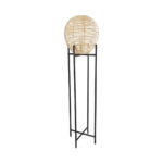 GloboStar® NERINA 02016 Boho Επιδαπέδιο Φωτιστικό Μονόφωτο 1 x E27 IP20 Μαύρο Μέταλλο με Μπεζ Ξύλο - Μ40 x Π40 x Υ160cm - Image 2