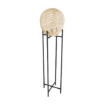GloboStar® NERINA 02016 Boho Επιδαπέδιο Φωτιστικό Μονόφωτο 1 x E27 IP20 Μαύρο Μέταλλο με Μπεζ Ξύλο - Μ40 x Π40 x Υ160cm - Image 3
