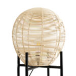 GloboStar® NERINA 02016 Boho Επιδαπέδιο Φωτιστικό Μονόφωτο 1 x E27 IP20 Μαύρο Μέταλλο με Μπεζ Ξύλο - Μ40 x Π40 x Υ160cm - Image 5