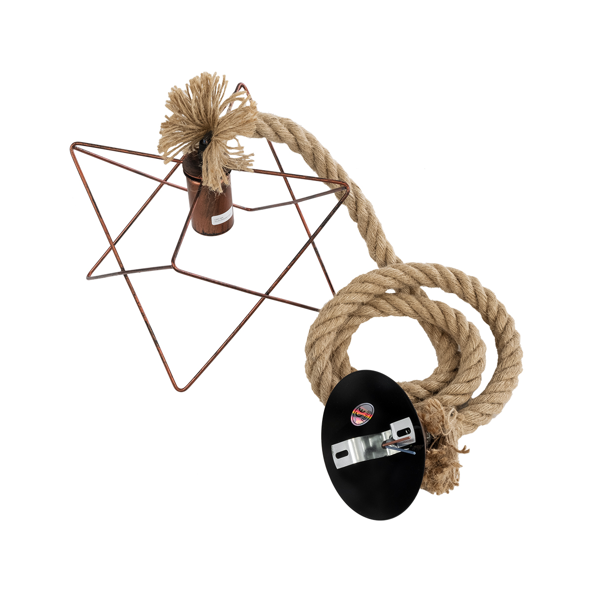 GloboStar® KAZEMI 02019 Μοντέρνο Κρεμαστό Φωτιστικό Πλέγμα Μονόφωτο 1 x E27 IP20 Χάλκινο Μέταλλο με Μπεζ Σχοινί - Μ18 x Π18 x Υ17cm - Image 11