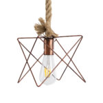 GloboStar® KAZEMI 02019 Μοντέρνο Κρεμαστό Φωτιστικό Πλέγμα Μονόφωτο 1 x E27 IP20 Χάλκινο Μέταλλο με Μπεζ Σχοινί - Μ18 x Π18 x Υ17cm - Image 4